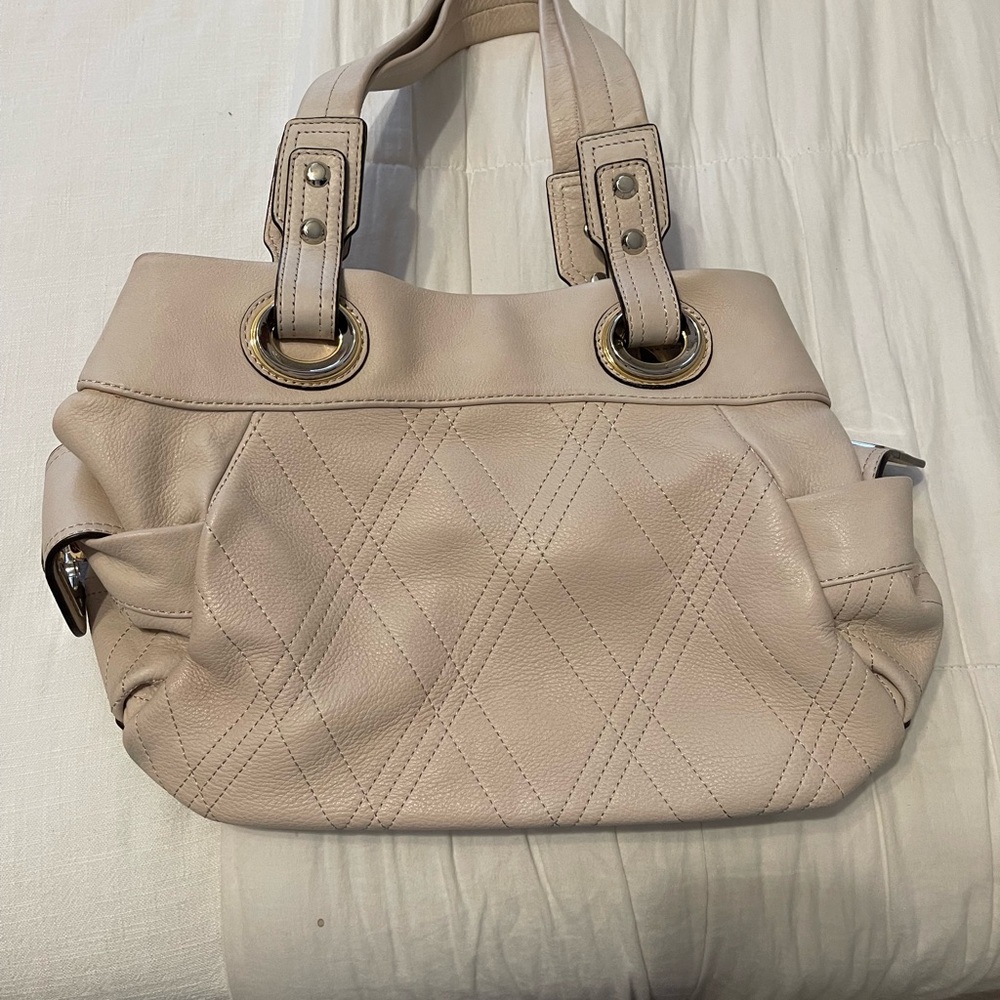 B. Makowsky Tan Quilted Shoulder Bag